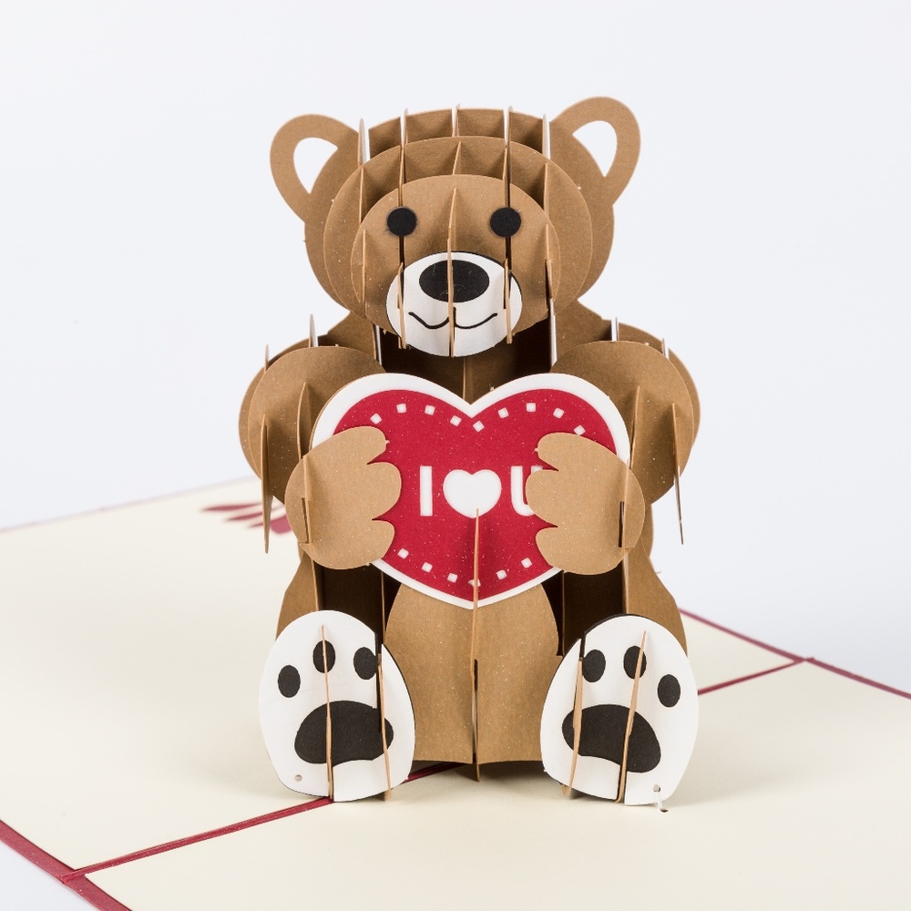 Teddy Bear Pop Up  "I Love U" Card
